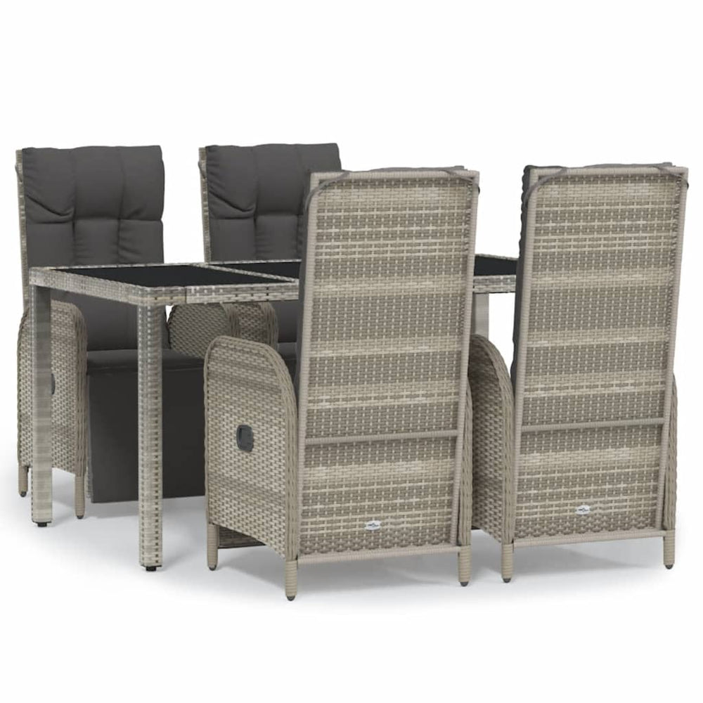 Set Mobilier De Grădină Cu Perne, 5 Piese, Gri, Poliratan