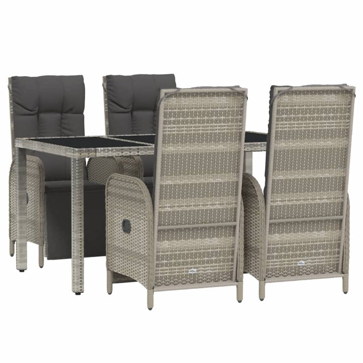 Set Mobilier De Grădină Cu Perne, 5 Piese, Gri, Poliratan