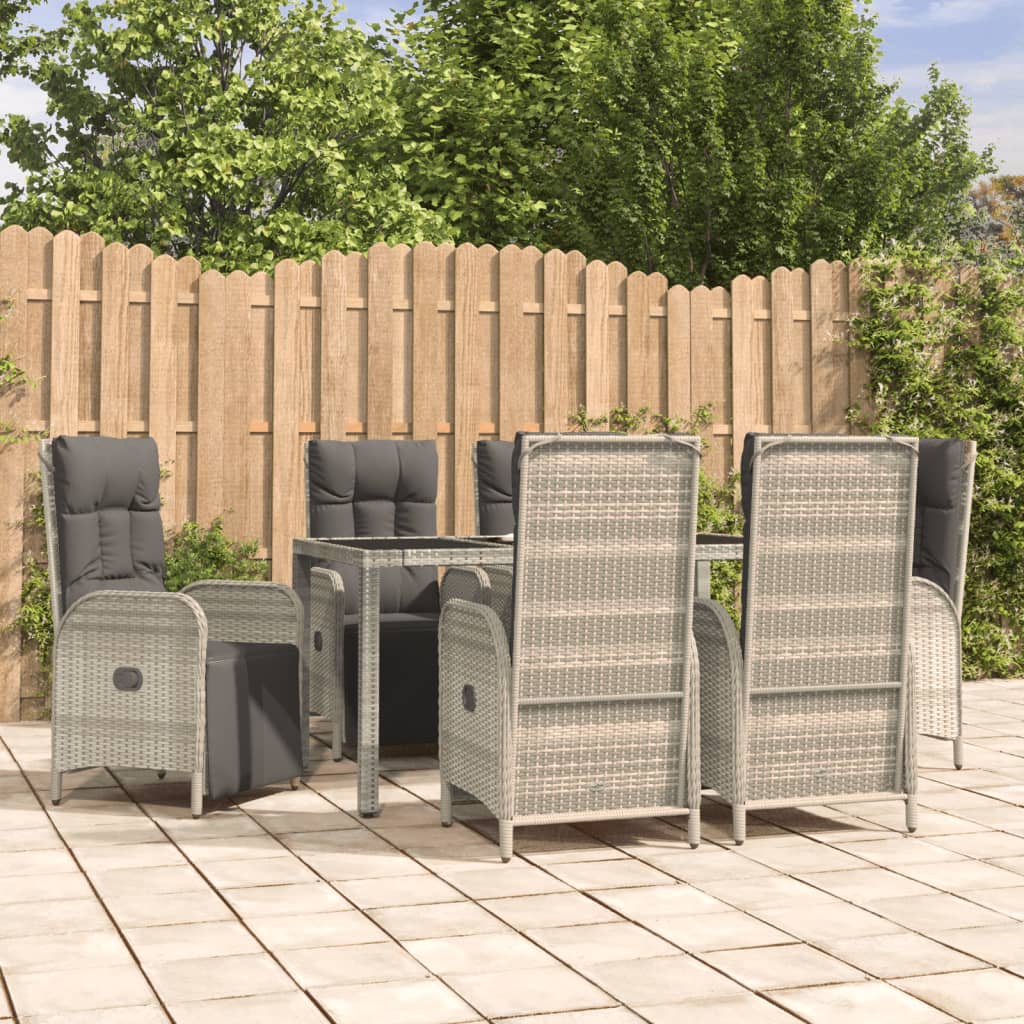 Set Mobilier De Grădină Cu Perne, 5 Piese, Gri, Poliratan