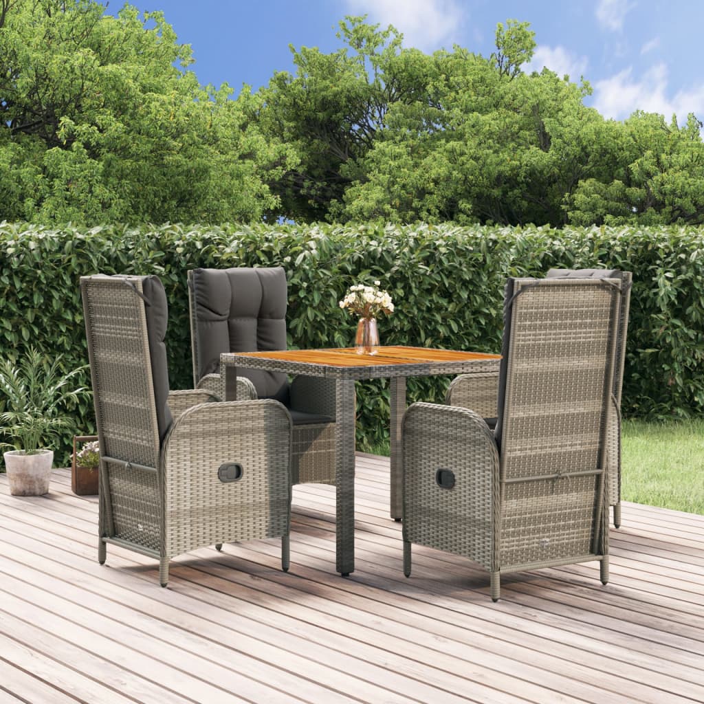 Set Mobilier De Grădină Cu Perne, 5 Piese, Gri, Poliratan