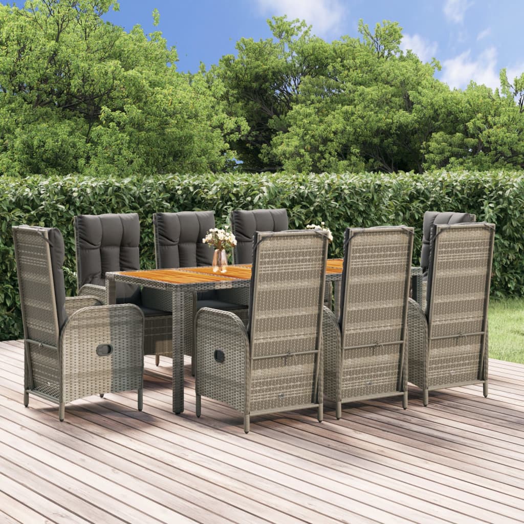 Set Mobilier De Grădină Cu Perne, 5 Piese, Gri, Poliratan