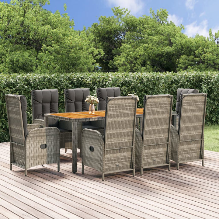 Set Mobilier De Grădină Cu Perne, 5 Piese, Gri, Poliratan