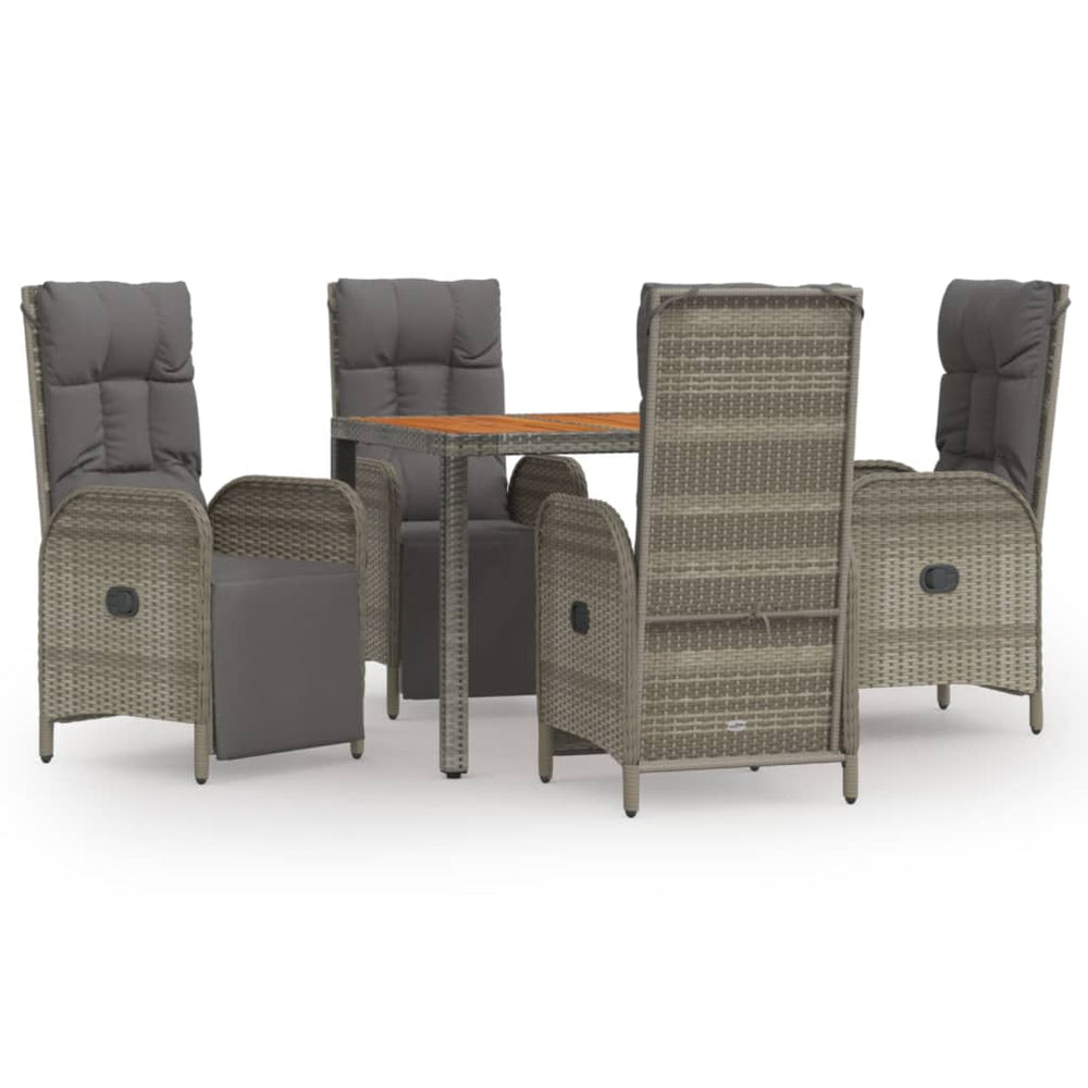 Set Mobilier De Grădină Cu Perne, 5 Piese, Gri, Poliratan