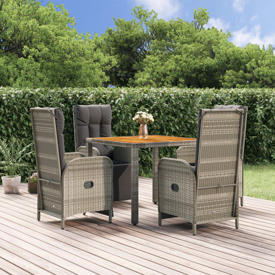 Set Mobilier De Grădină Cu Perne, 5 Piese, Gri, Poliratan