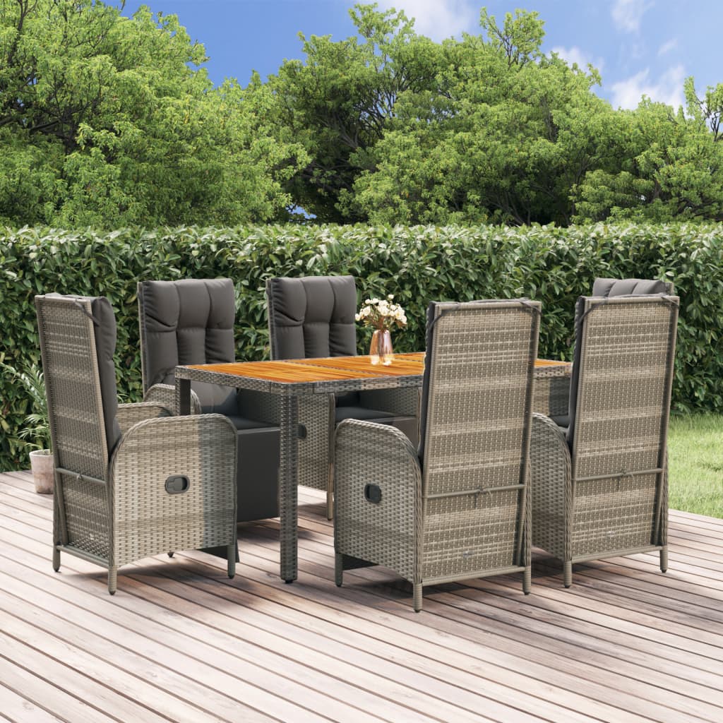 Set Mobilier De Grădină Cu Perne, 5 Piese, Gri, Poliratan