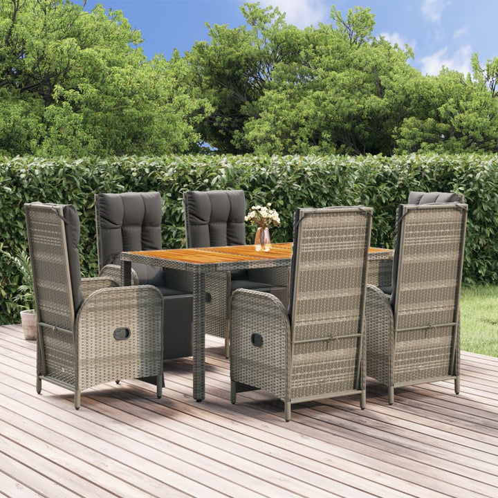 Set Mobilier De Grădină Cu Perne, 5 Piese, Gri, Poliratan