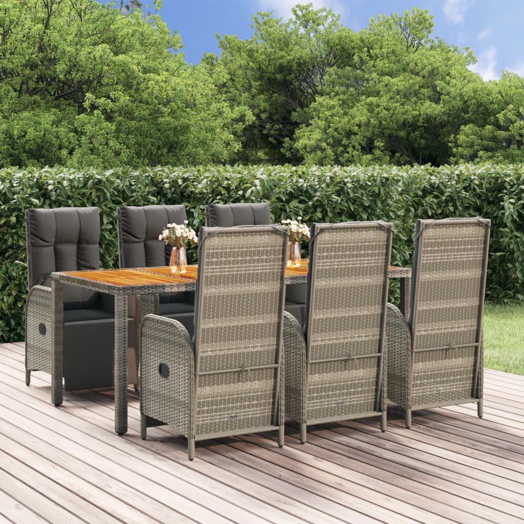 Set Mobilier De Grădină Cu Perne, 5 Piese, Gri, Poliratan