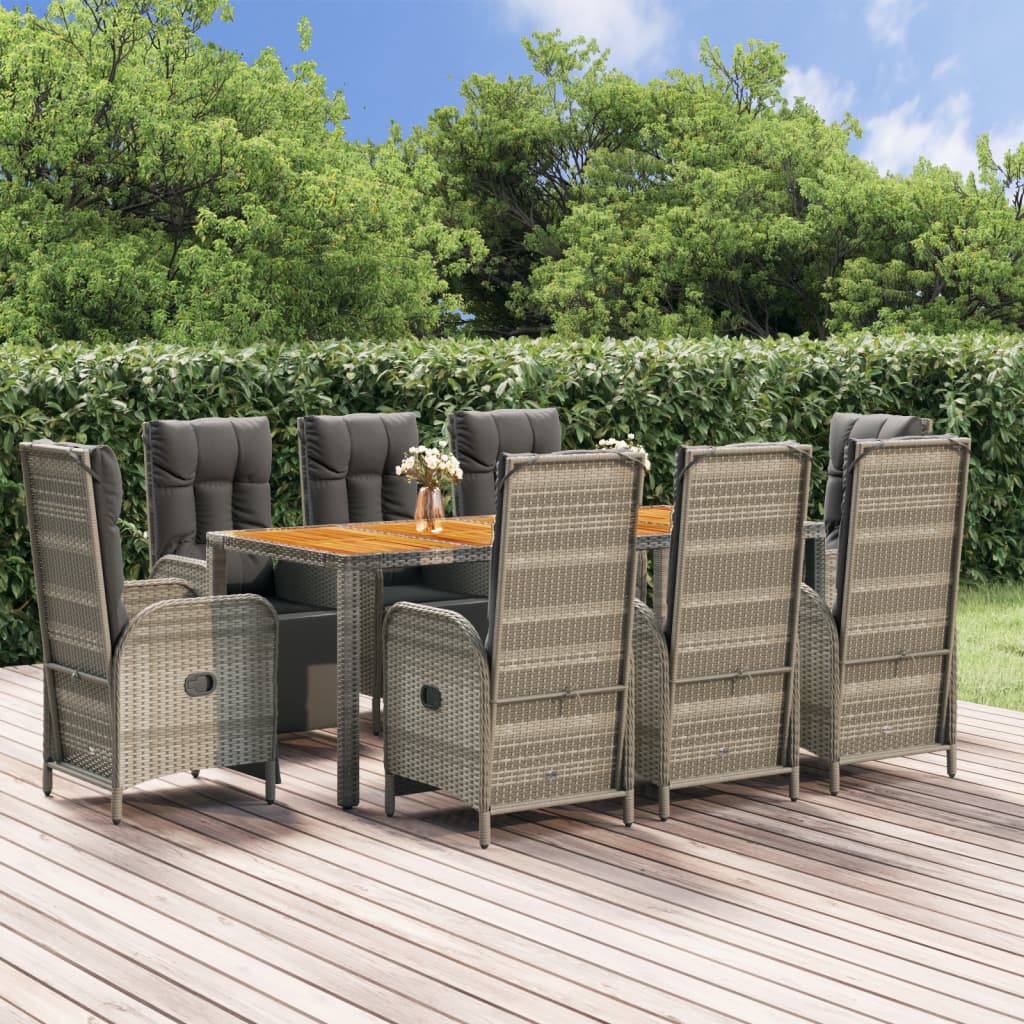 Set Mobilier De Grădină Cu Perne, 5 Piese, Gri, Poliratan