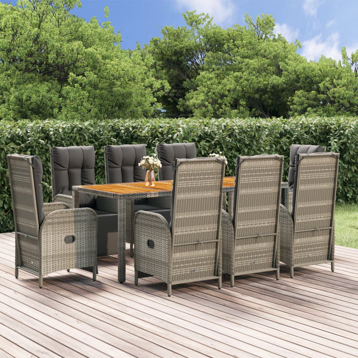 Set Mobilier De Grădină Cu Perne, 5 Piese, Gri, Poliratan