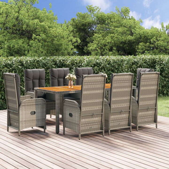 Set Mobilier De Grădină Cu Perne, 5 Piese, Gri, Poliratan