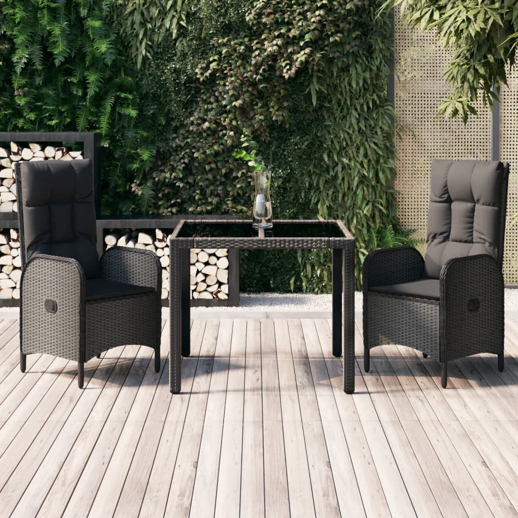 Set Mobilier De Grădină Cu Perne, 5 Piese, Negru, Poliratan