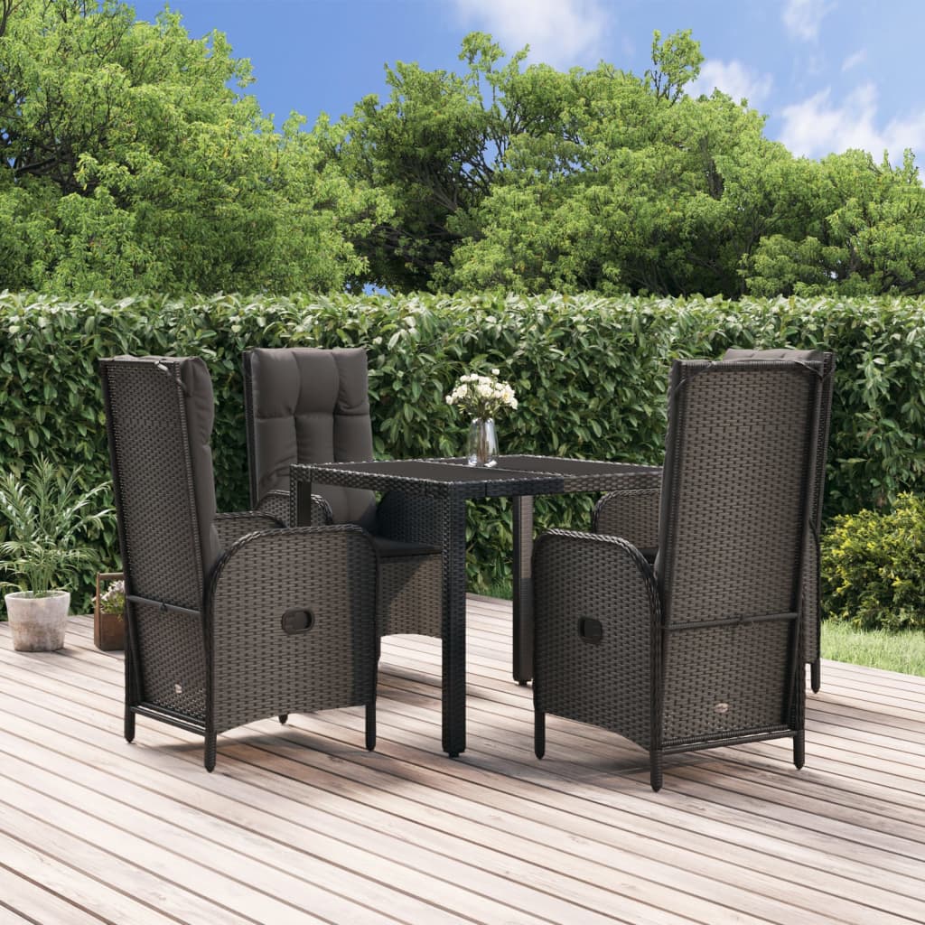 Set Mobilier De Grădină Cu Perne, 5 Piese, Negru, Poliratan