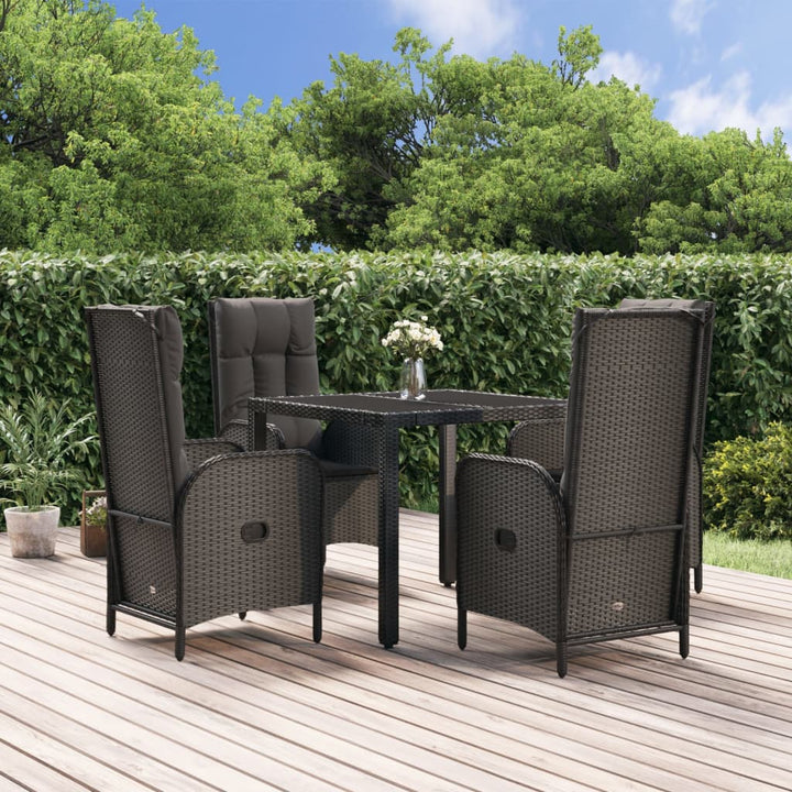Set Mobilier De Grădină Cu Perne, 5 Piese, Negru, Poliratan