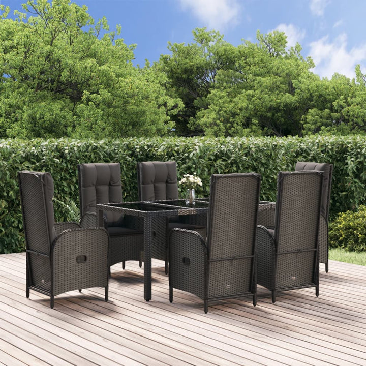 Set Mobilier De Grădină Cu Perne, 5 Piese, Negru, Poliratan
