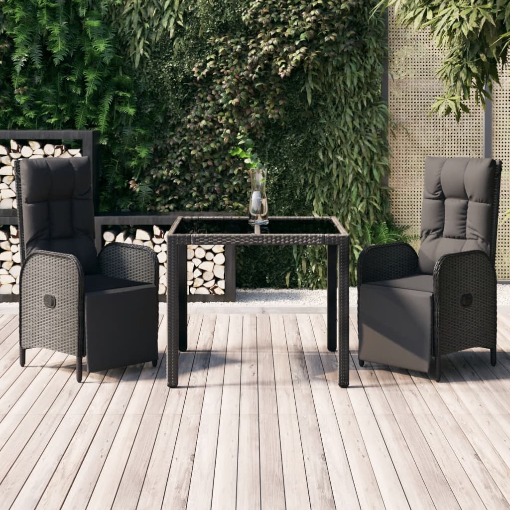 Set Mobilier De Grădină Cu Perne, 5 Piese, Negru, Poliratan