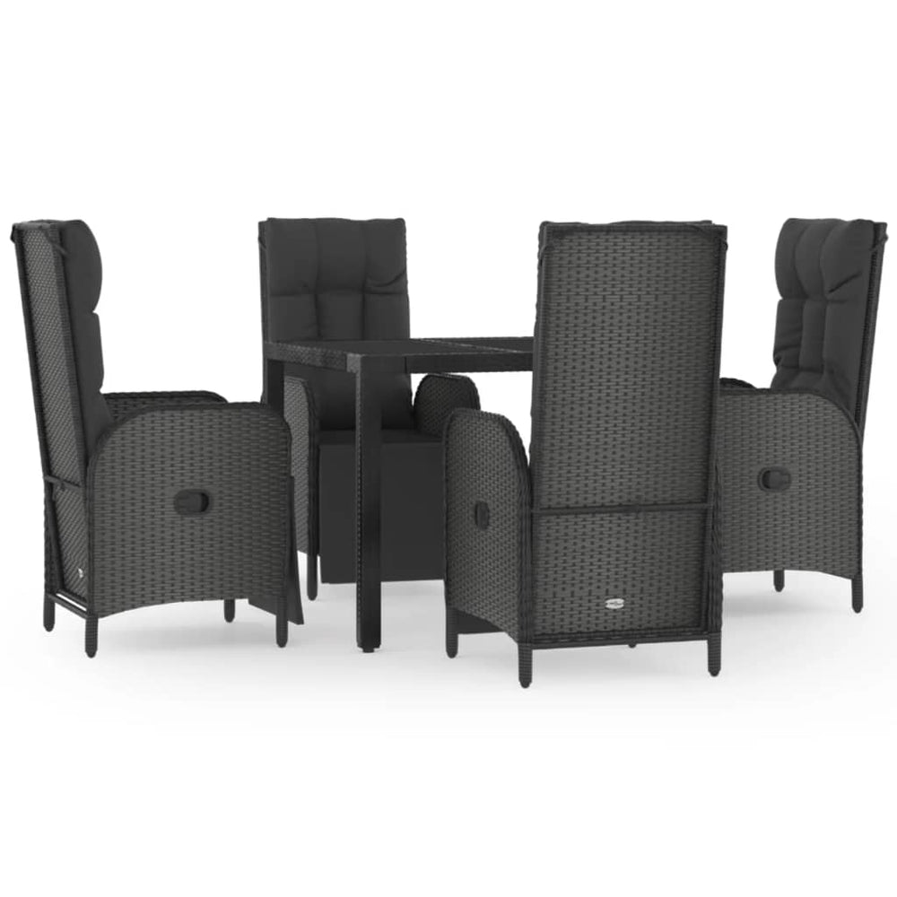 Set Mobilier De Grădină Cu Perne, 5 Piese, Negru, Poliratan