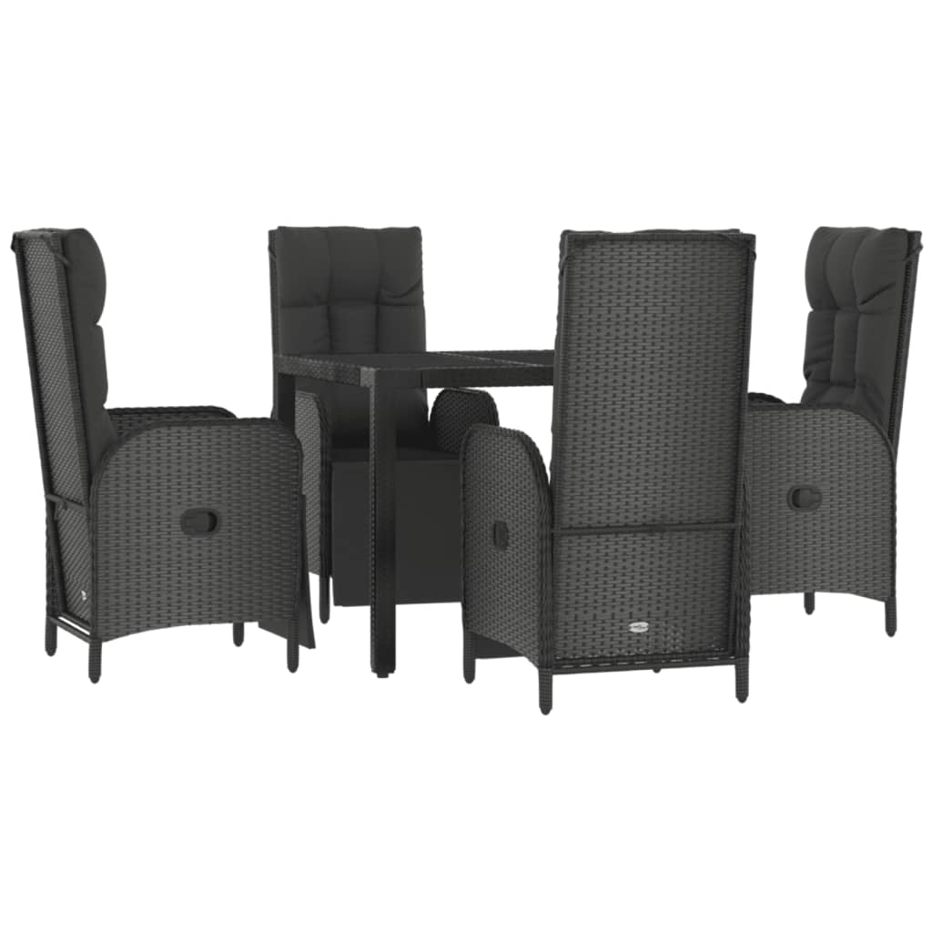Set Mobilier De Grădină Cu Perne, 5 Piese, Negru, Poliratan