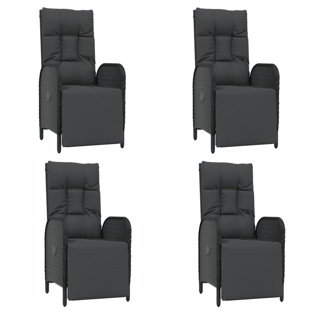 Set Mobilier De Grădină Cu Perne, 5 Piese, Negru, Poliratan