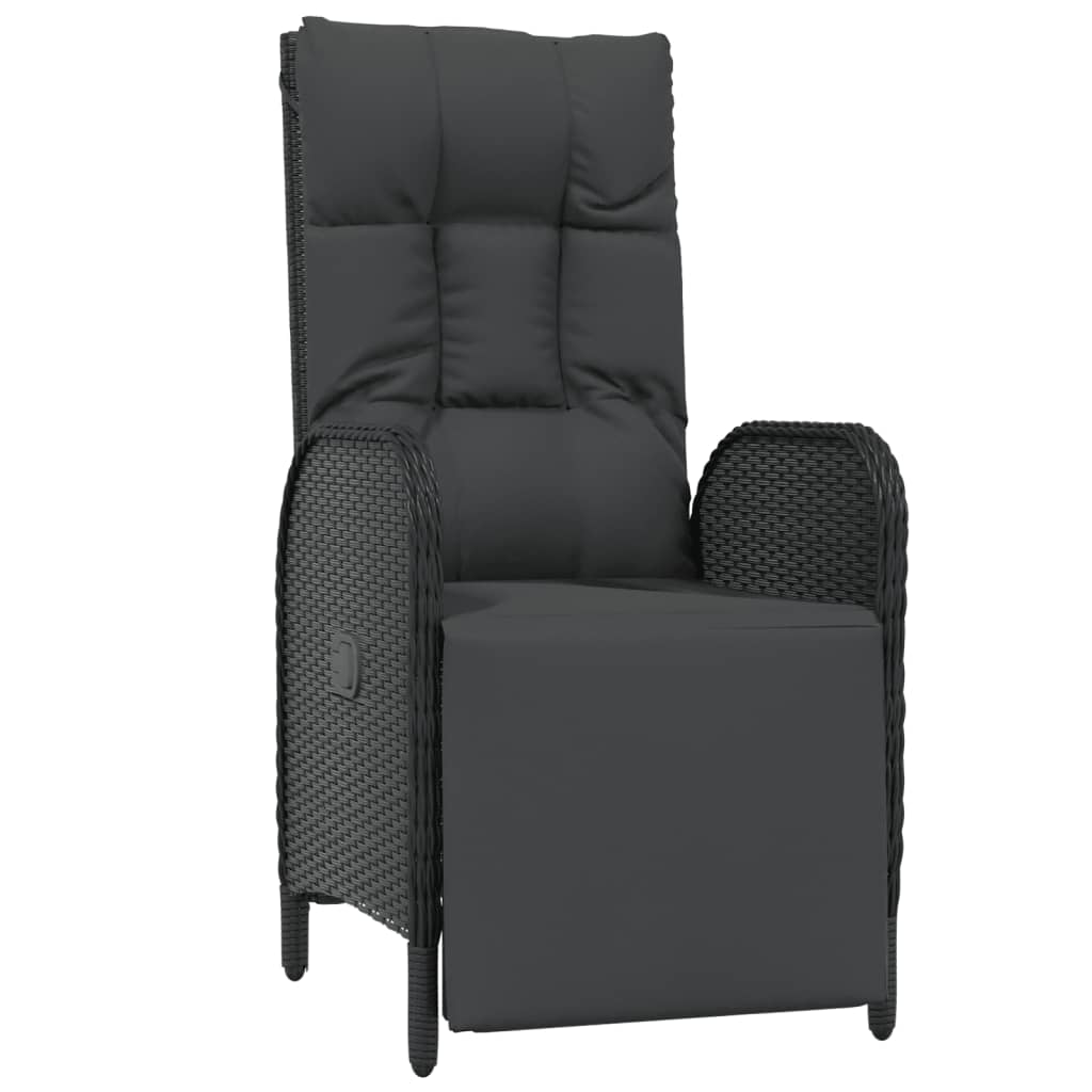 Set Mobilier De Grădină Cu Perne, 5 Piese, Negru, Poliratan