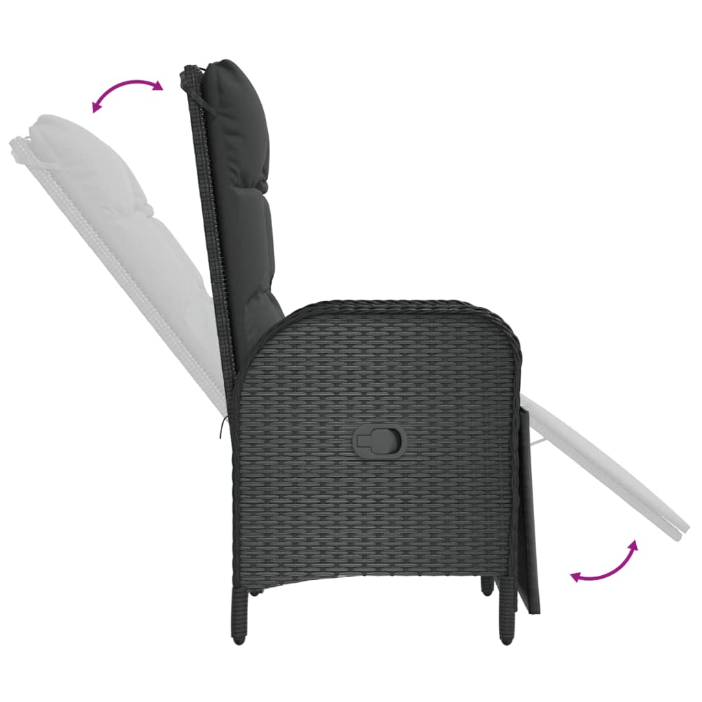 Set Mobilier De Grădină Cu Perne, 5 Piese, Negru, Poliratan
