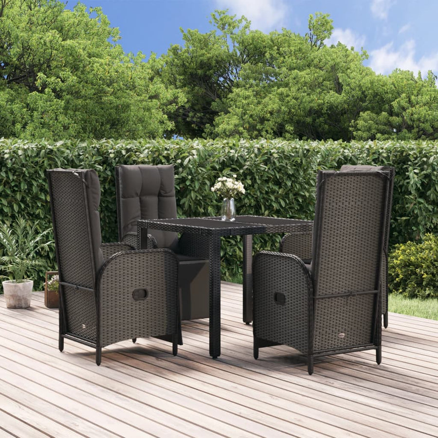 Set Mobilier De Grădină Cu Perne, 5 Piese, Negru, Poliratan