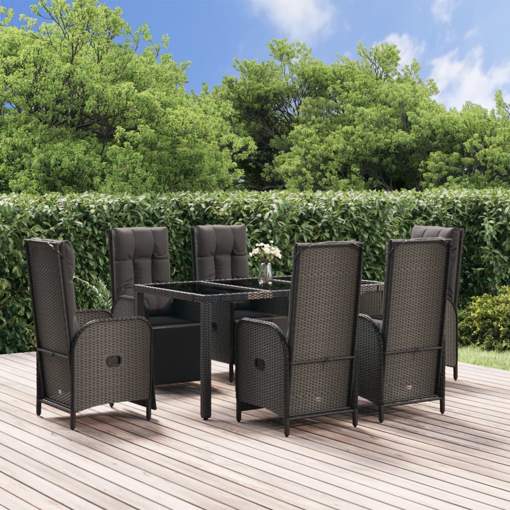 Set Mobilier De Grădină Cu Perne, 5 Piese, Negru, Poliratan
