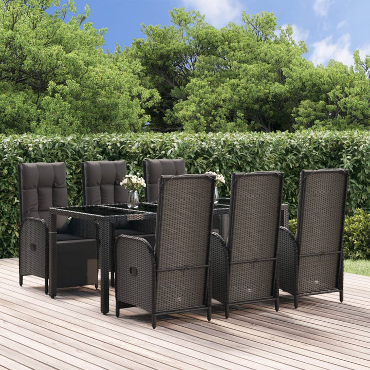 Set Mobilier De Grădină Cu Perne, 5 Piese, Negru, Poliratan