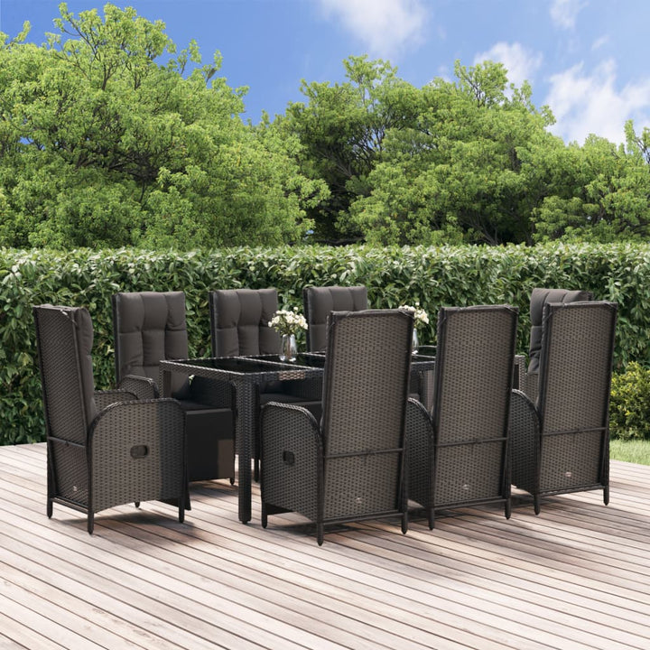 Set Mobilier De Grădină Cu Perne, 5 Piese, Negru, Poliratan