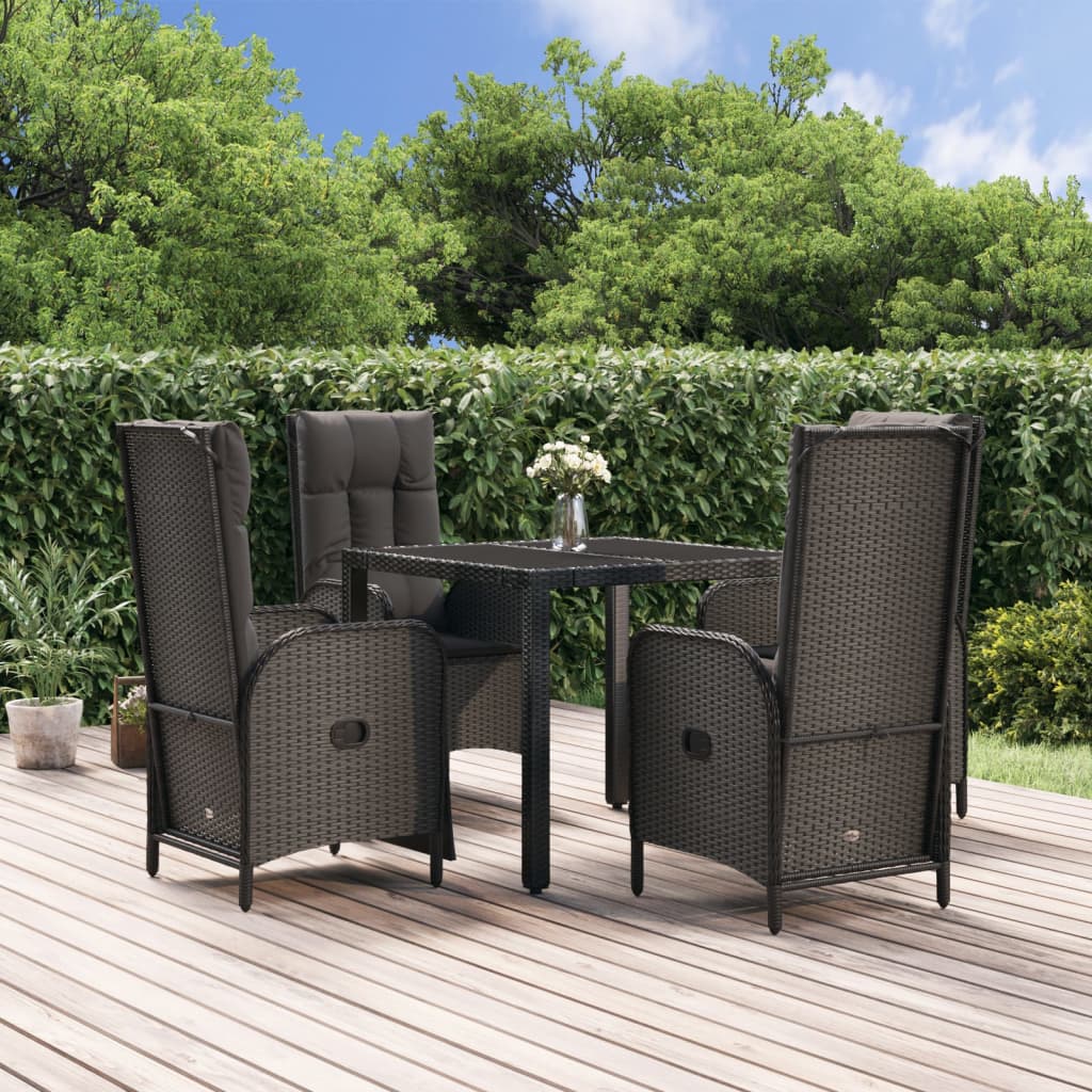 Set Mobilier De Grădină Cu Perne, 5 Piese, Negru, Poliratan