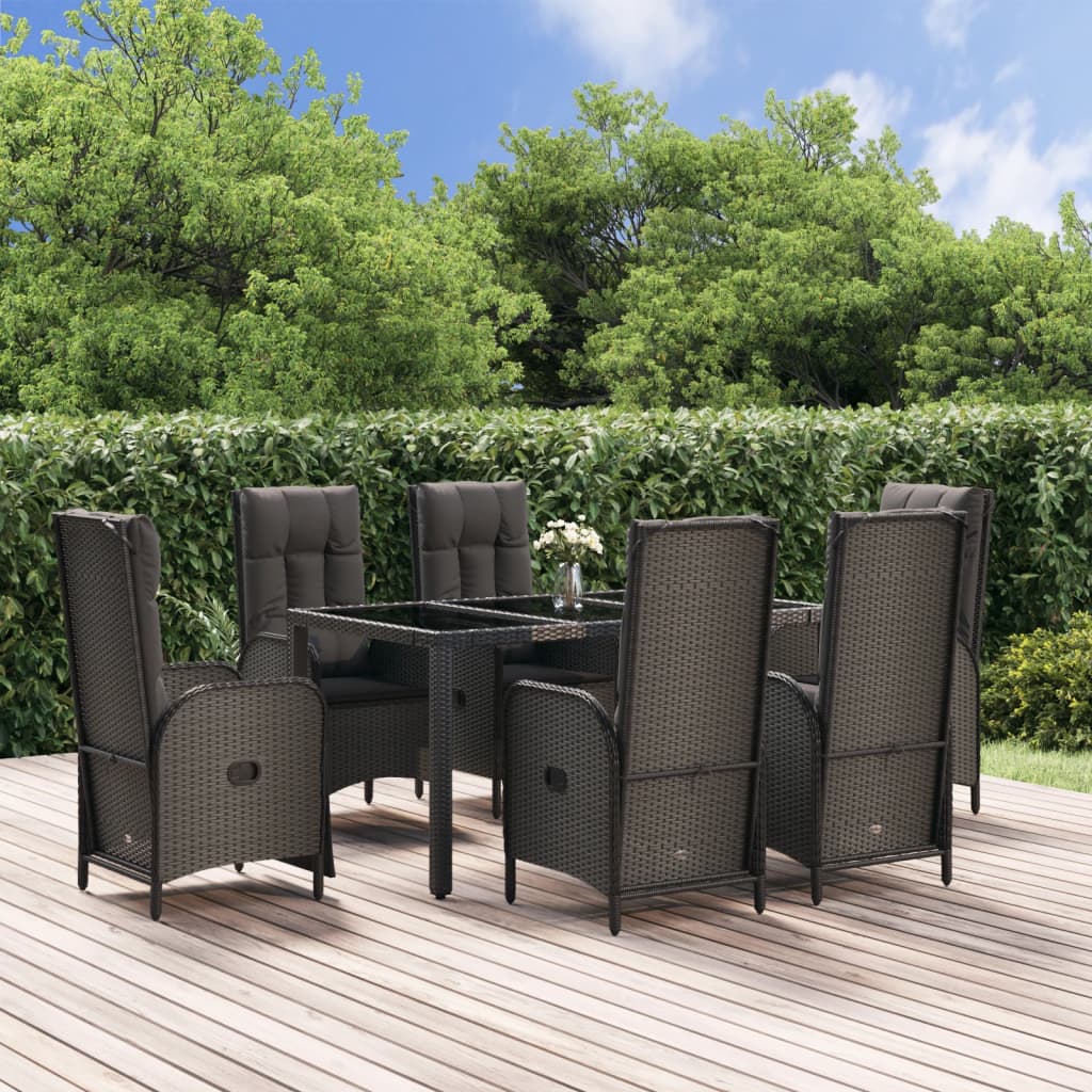 Set Mobilier De Grădină Cu Perne, 5 Piese, Negru, Poliratan