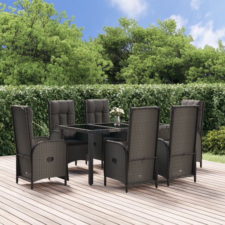 Set Mobilier De Grădină Cu Perne, 5 Piese, Negru, Poliratan
