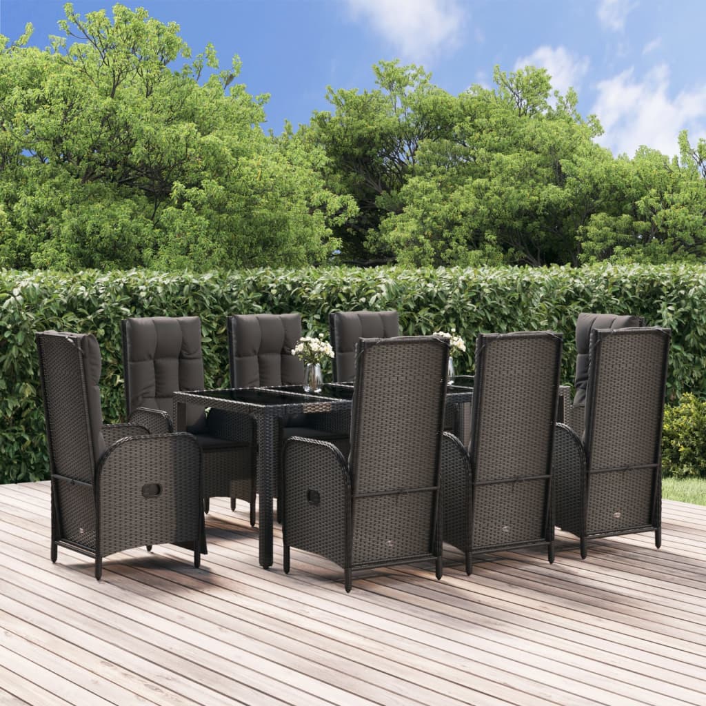 Set Mobilier De Grădină Cu Perne, 5 Piese, Negru, Poliratan