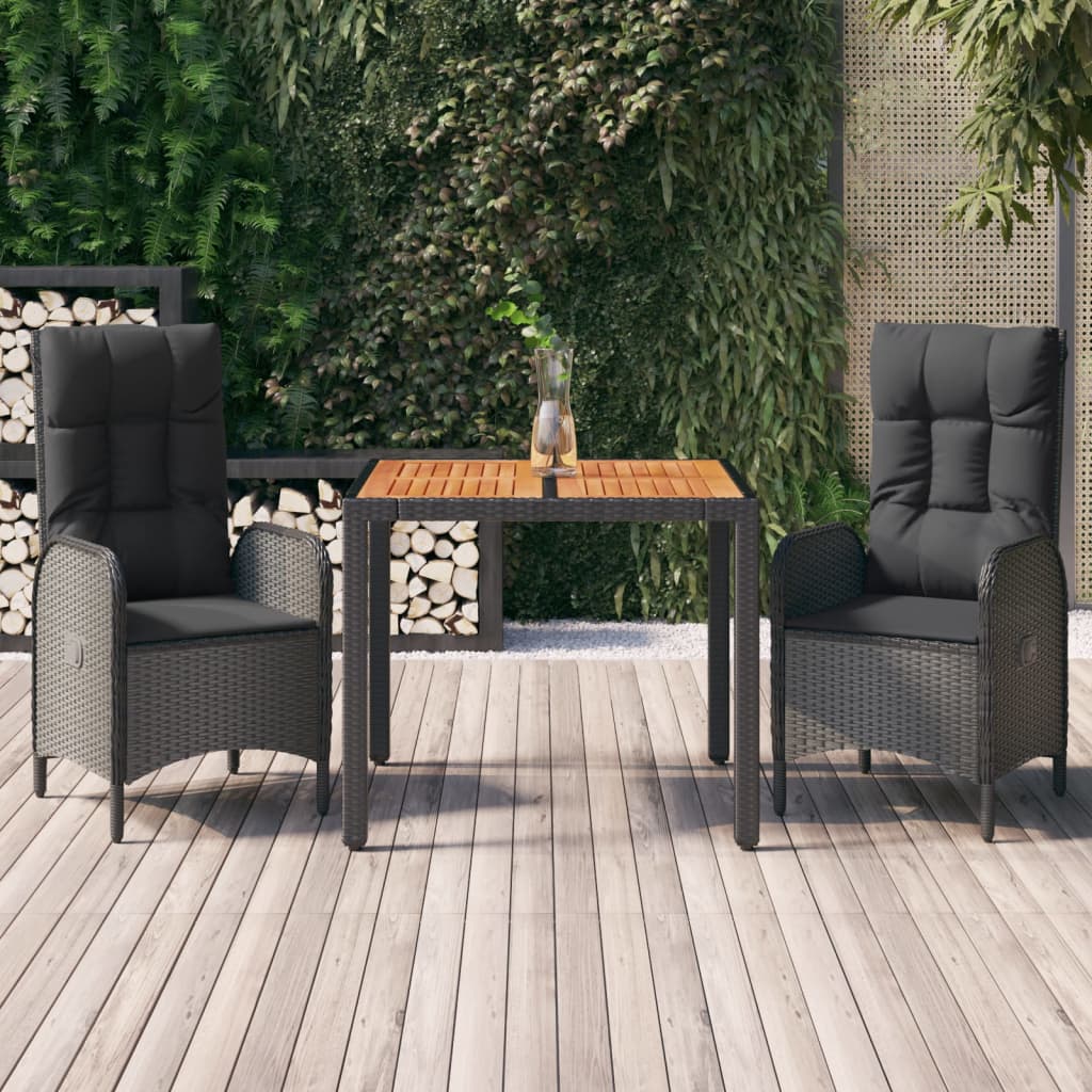 Set Mobilier De Grădină Cu Perne, 5 Piese, Negru, Poliratan