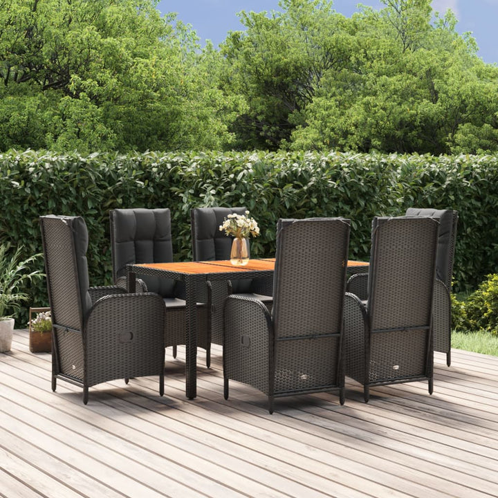 Set Mobilier De Grădină Cu Perne, 5 Piese, Negru, Poliratan