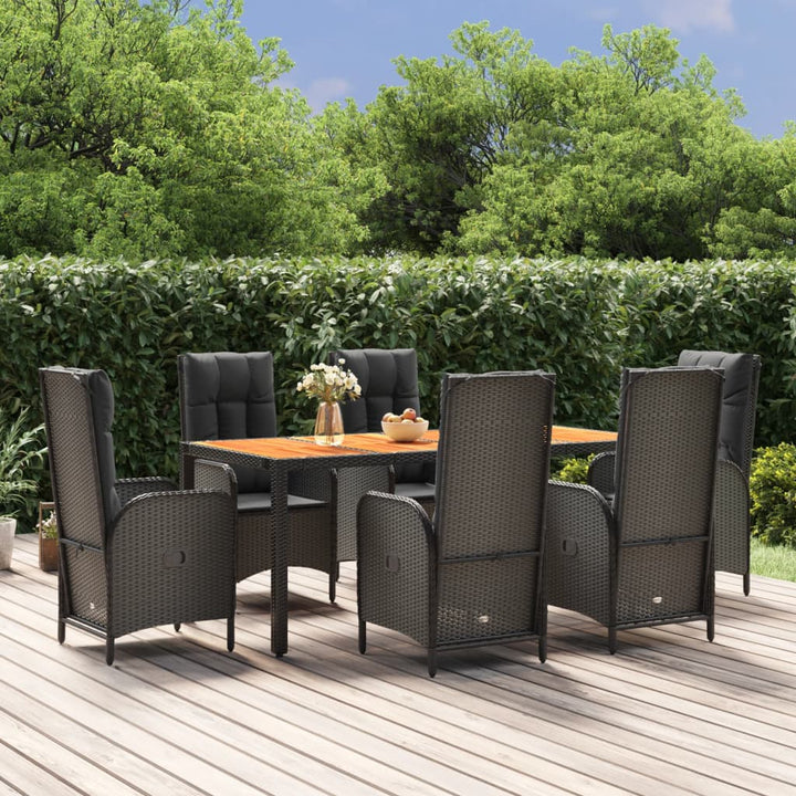 Set Mobilier De Grădină Cu Perne, 5 Piese, Negru, Poliratan