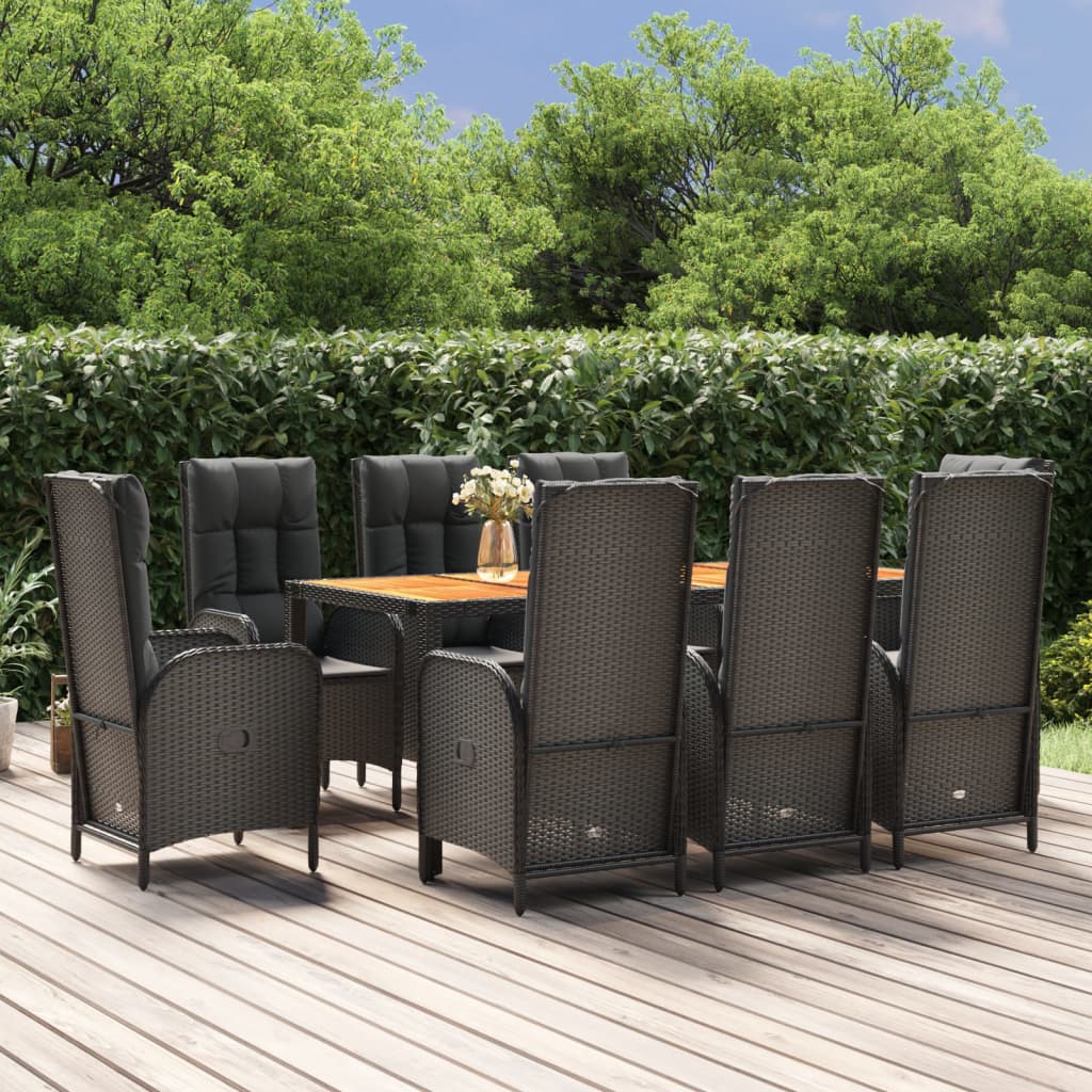 Set Mobilier De Grădină Cu Perne, 5 Piese, Negru, Poliratan