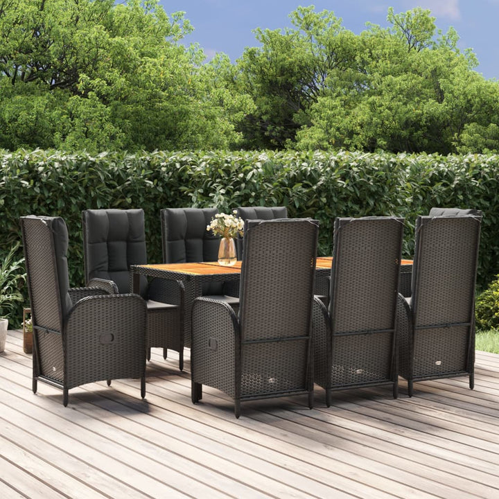 Set Mobilier De Grădină Cu Perne, 5 Piese, Negru, Poliratan