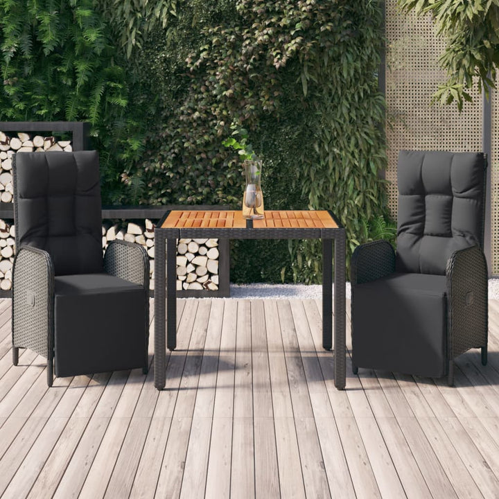 Set Mobilier De Grădină Cu Perne, 5 Piese, Negru, Poliratan