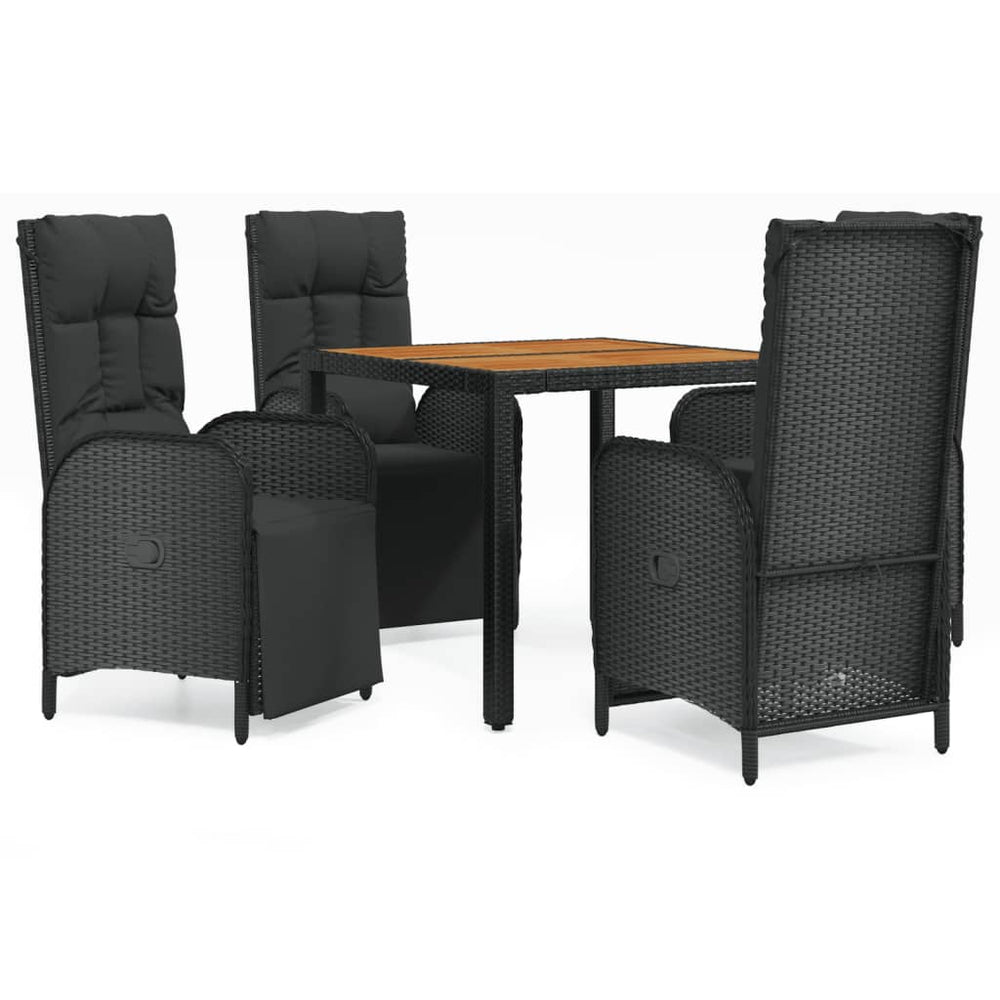Set Mobilier De Grădină Cu Perne, 5 Piese, Negru, Poliratan