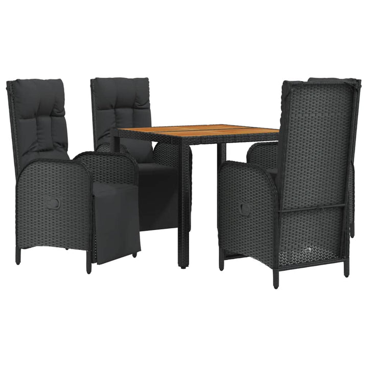 Set Mobilier De Grădină Cu Perne, 5 Piese, Negru, Poliratan