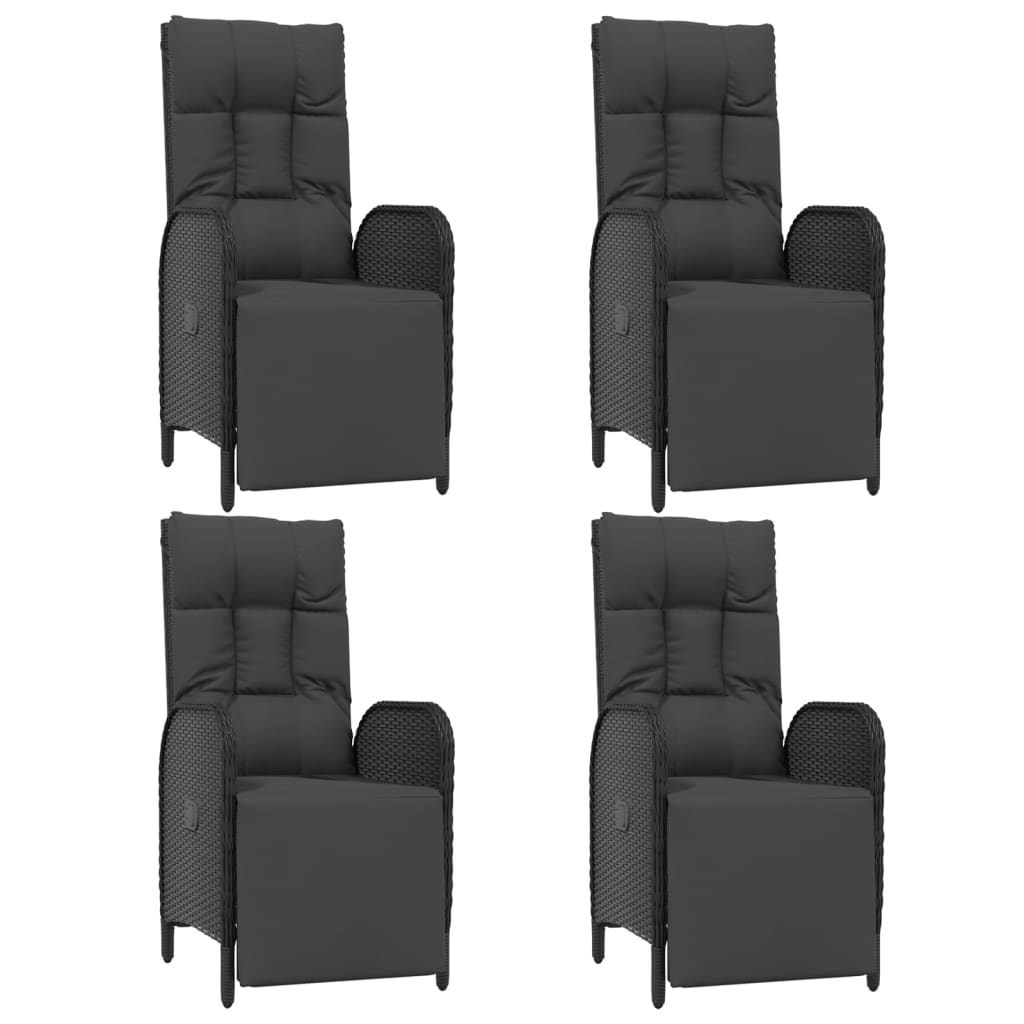 Set Mobilier De Grădină Cu Perne, 5 Piese, Negru, Poliratan