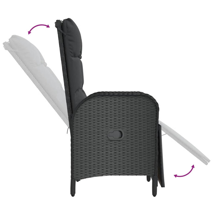 Set Mobilier De Grădină Cu Perne, 5 Piese, Negru, Poliratan