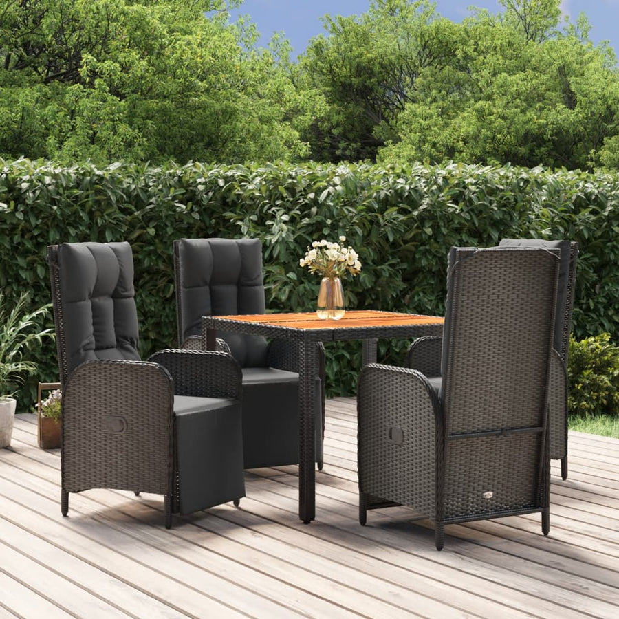 Set Mobilier De Grădină Cu Perne, 5 Piese, Negru, Poliratan