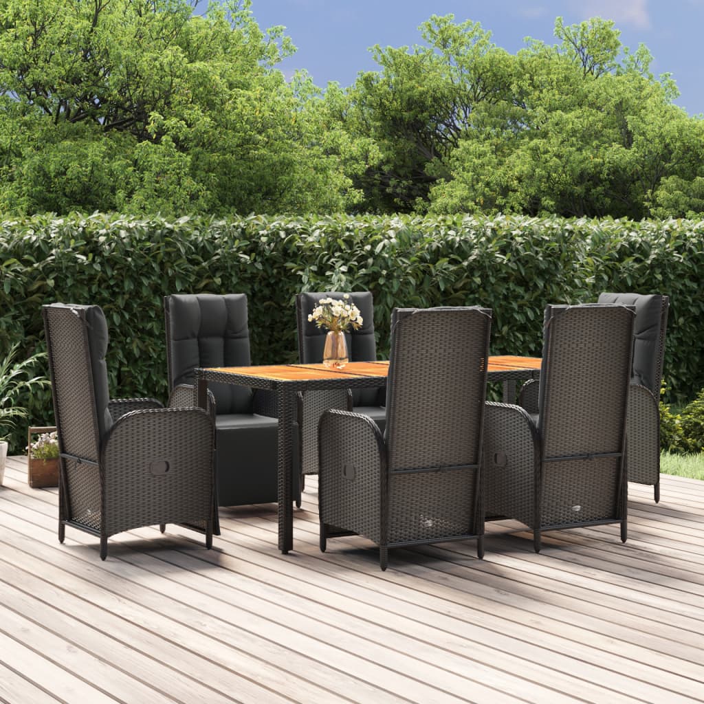 Set Mobilier De Grădină Cu Perne, 5 Piese, Negru, Poliratan