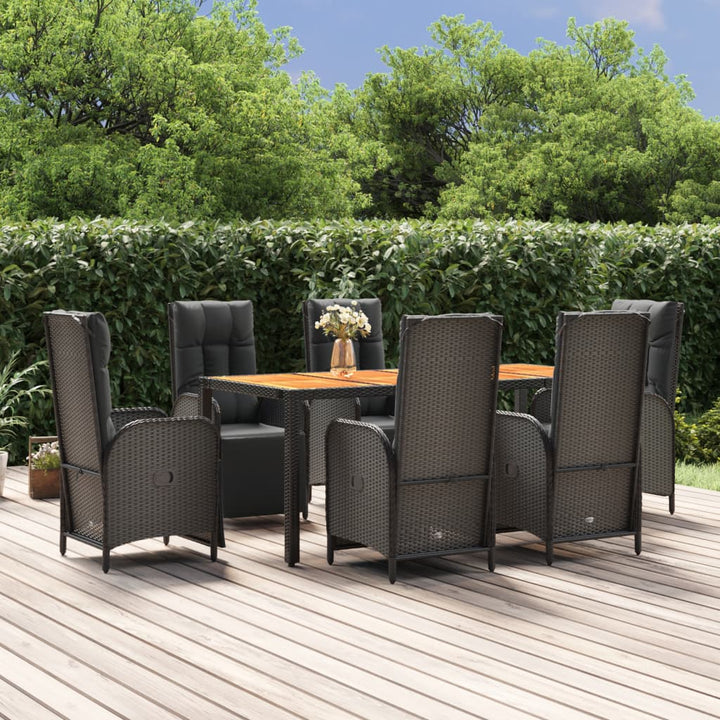 Set Mobilier De Grădină Cu Perne, 5 Piese, Negru, Poliratan