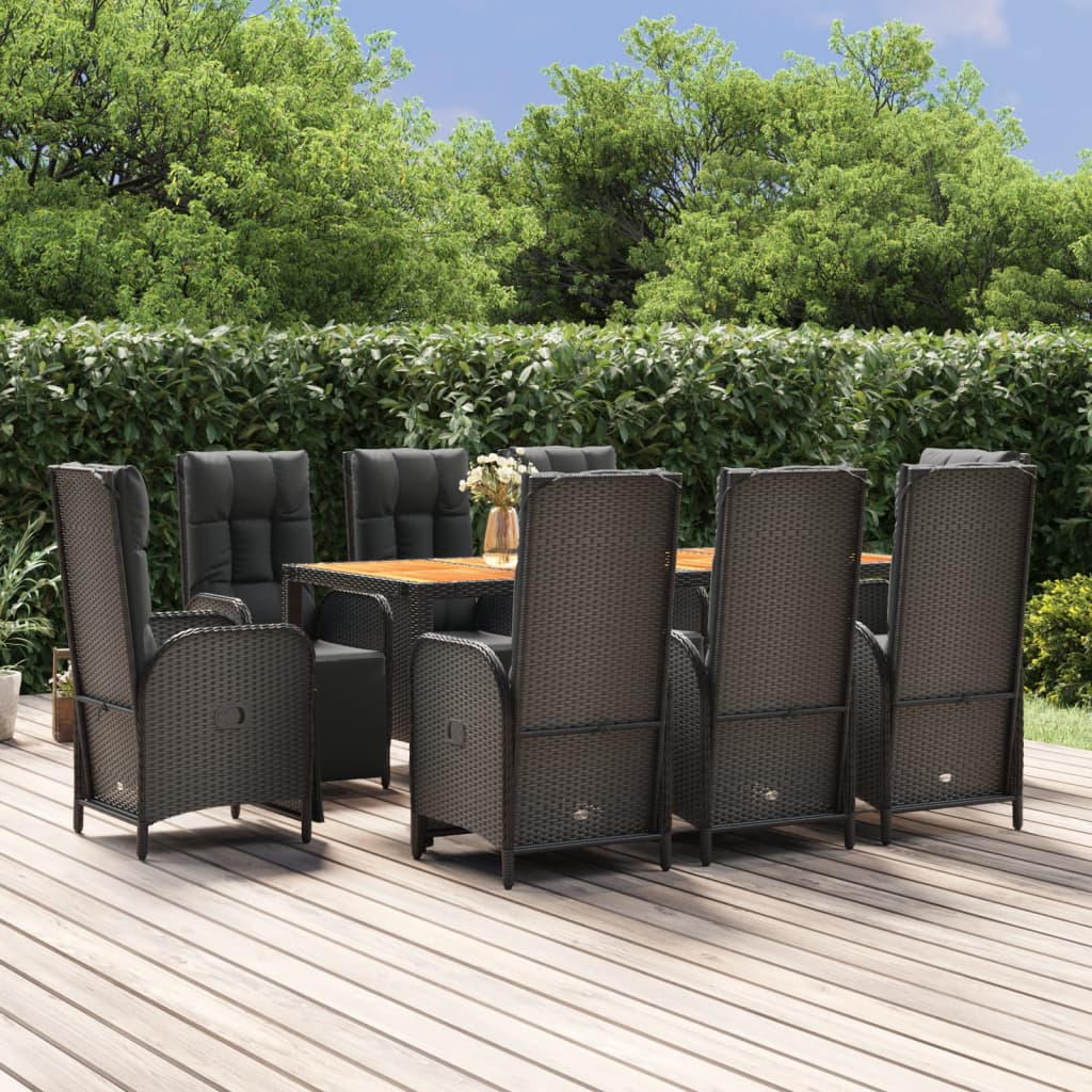 Set Mobilier De Grădină Cu Perne, 5 Piese, Negru, Poliratan