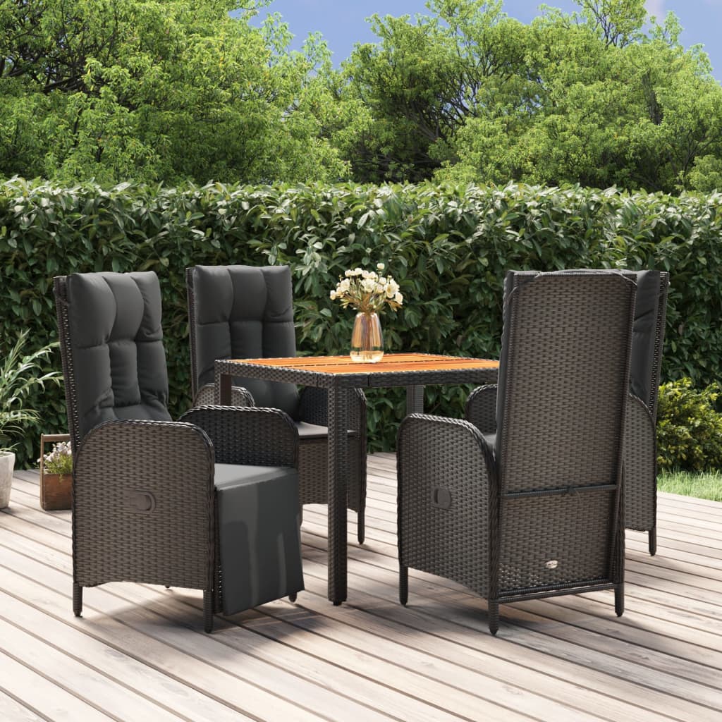 Set Mobilier De Grădină Cu Perne, 5 Piese, Negru, Poliratan
