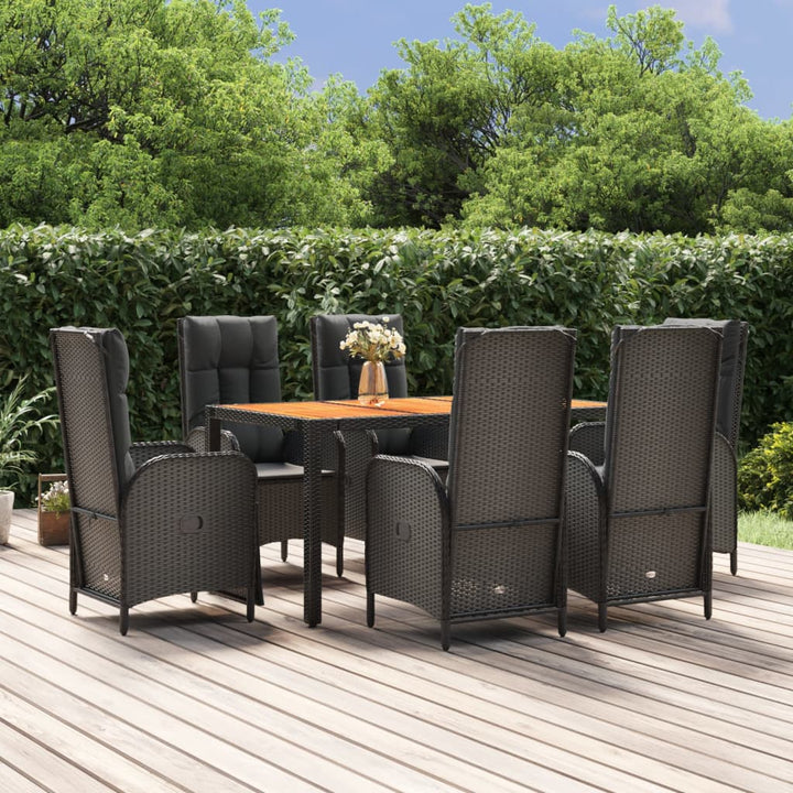 Set Mobilier De Grădină Cu Perne, 5 Piese, Negru, Poliratan