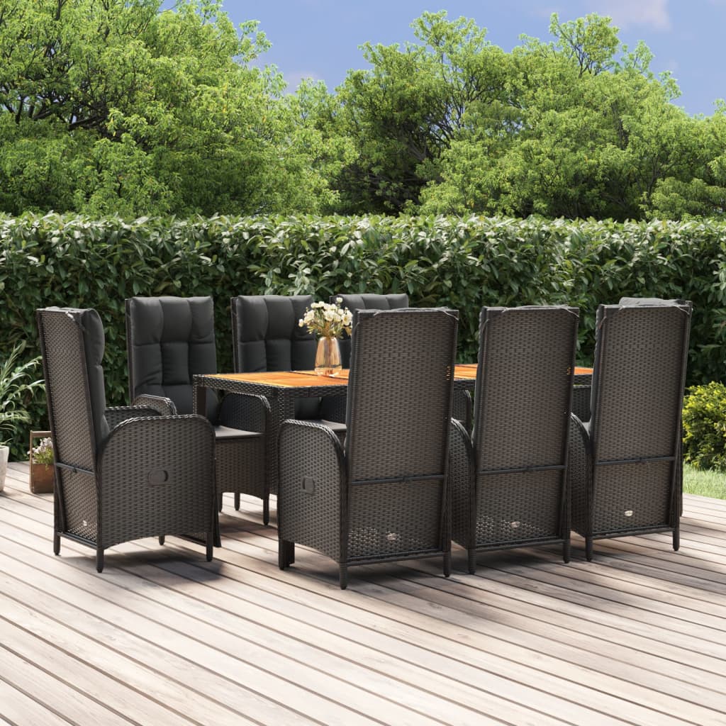 Set Mobilier De Grădină Cu Perne, 5 Piese, Negru, Poliratan