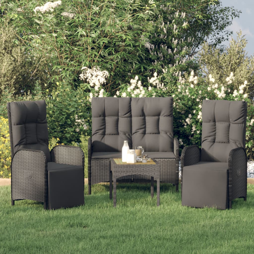 Set Mobilier De Grădină Cu Perne, 5 Piese, , Poliratan